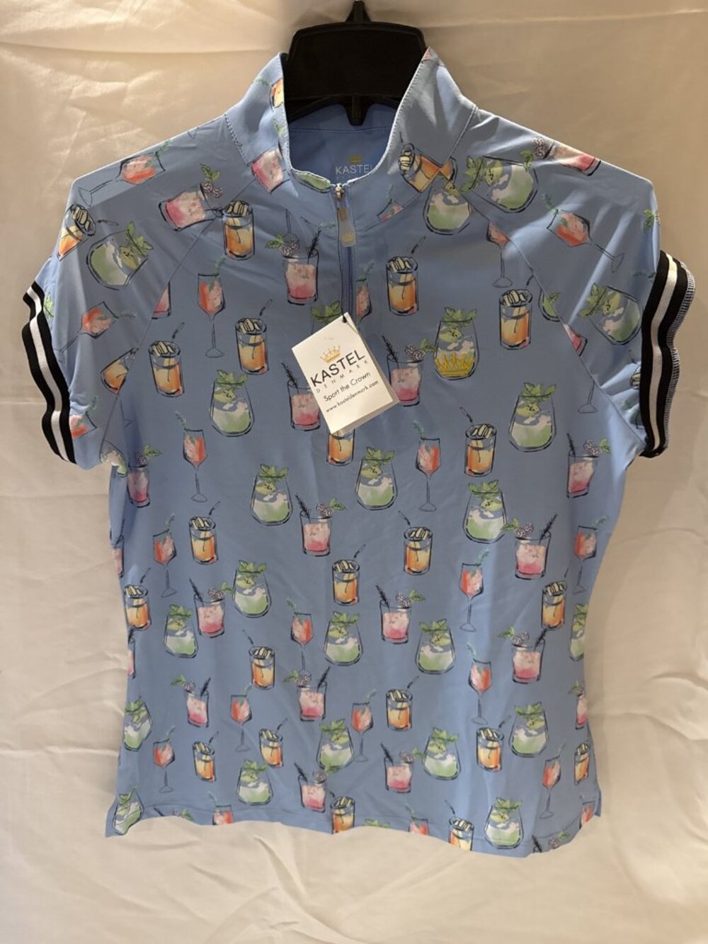 Kastel Denmark Blue Cocktails Cap Sleeve Top NWT